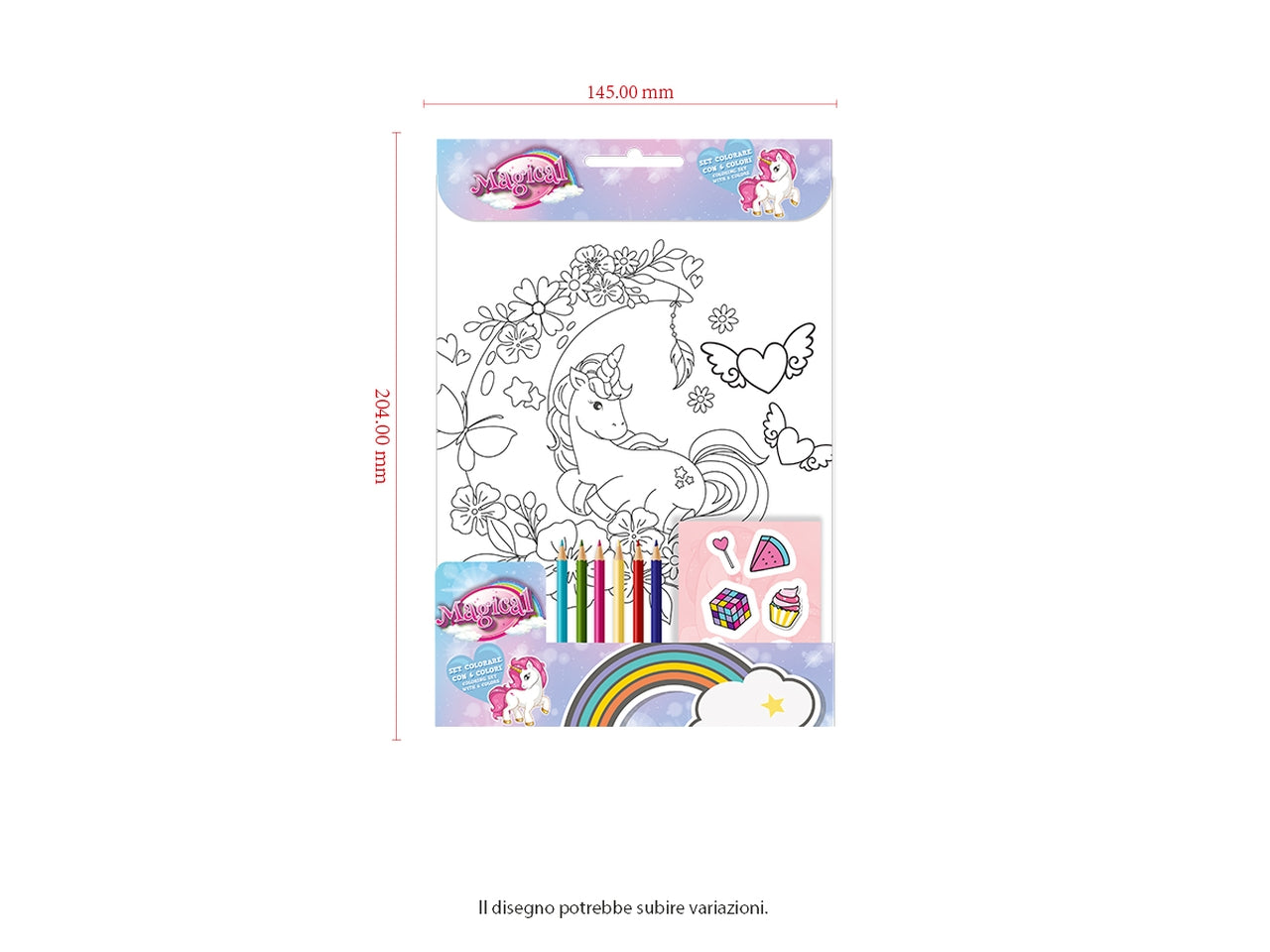 Unicorn Set da colorare 23x14cm con 6 colori