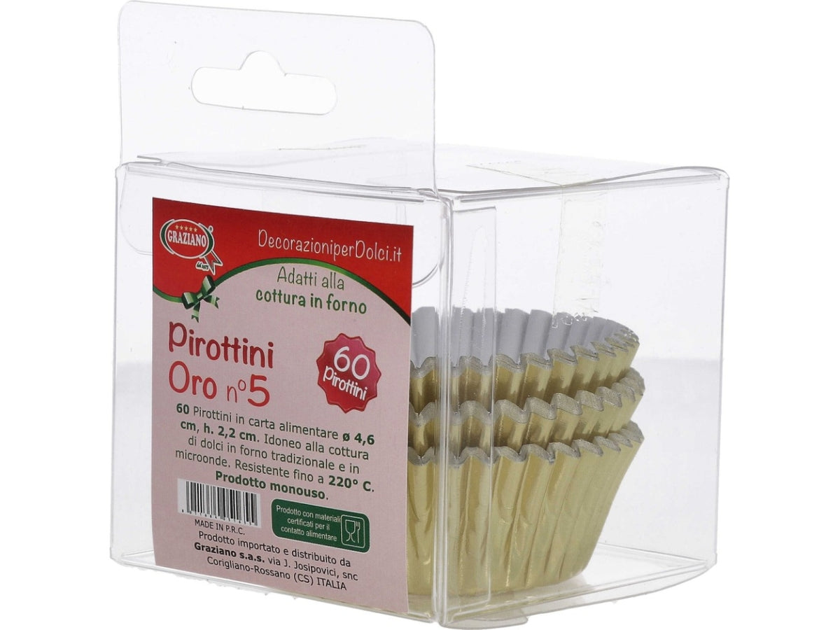 Pirottini monocolore oro n.5 set da 60 pirottini