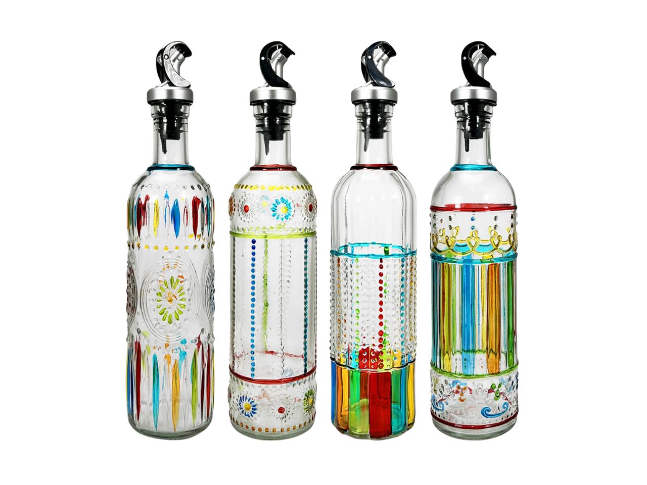 Oliera vetro colorata h.29 50cl disponibile in 4 assortimenti