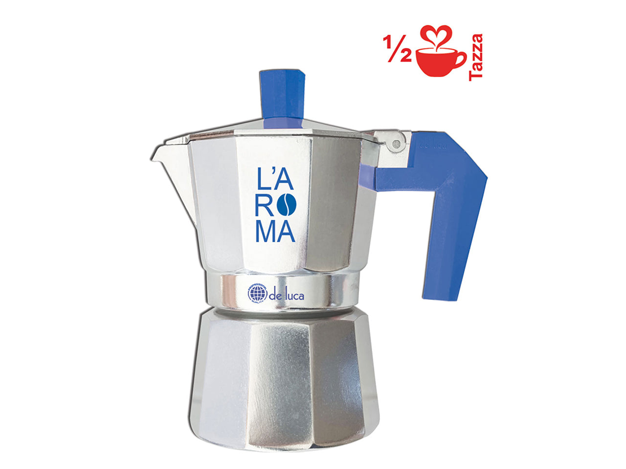 Caffettiera alluminio da 1/2 tazza manico blu linea professional