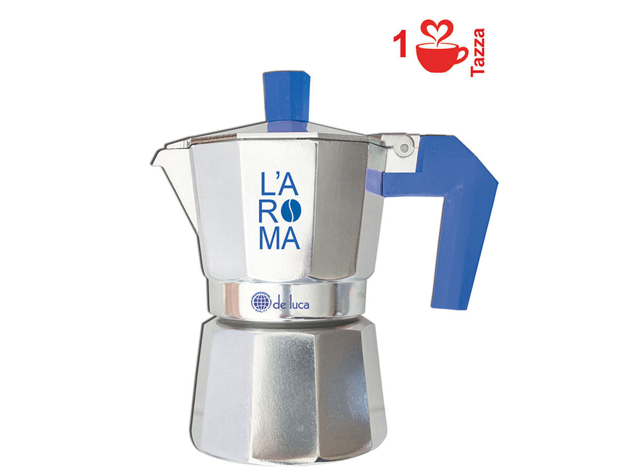 Caffettiera alluminio da 1 tazza manico blu linea professional