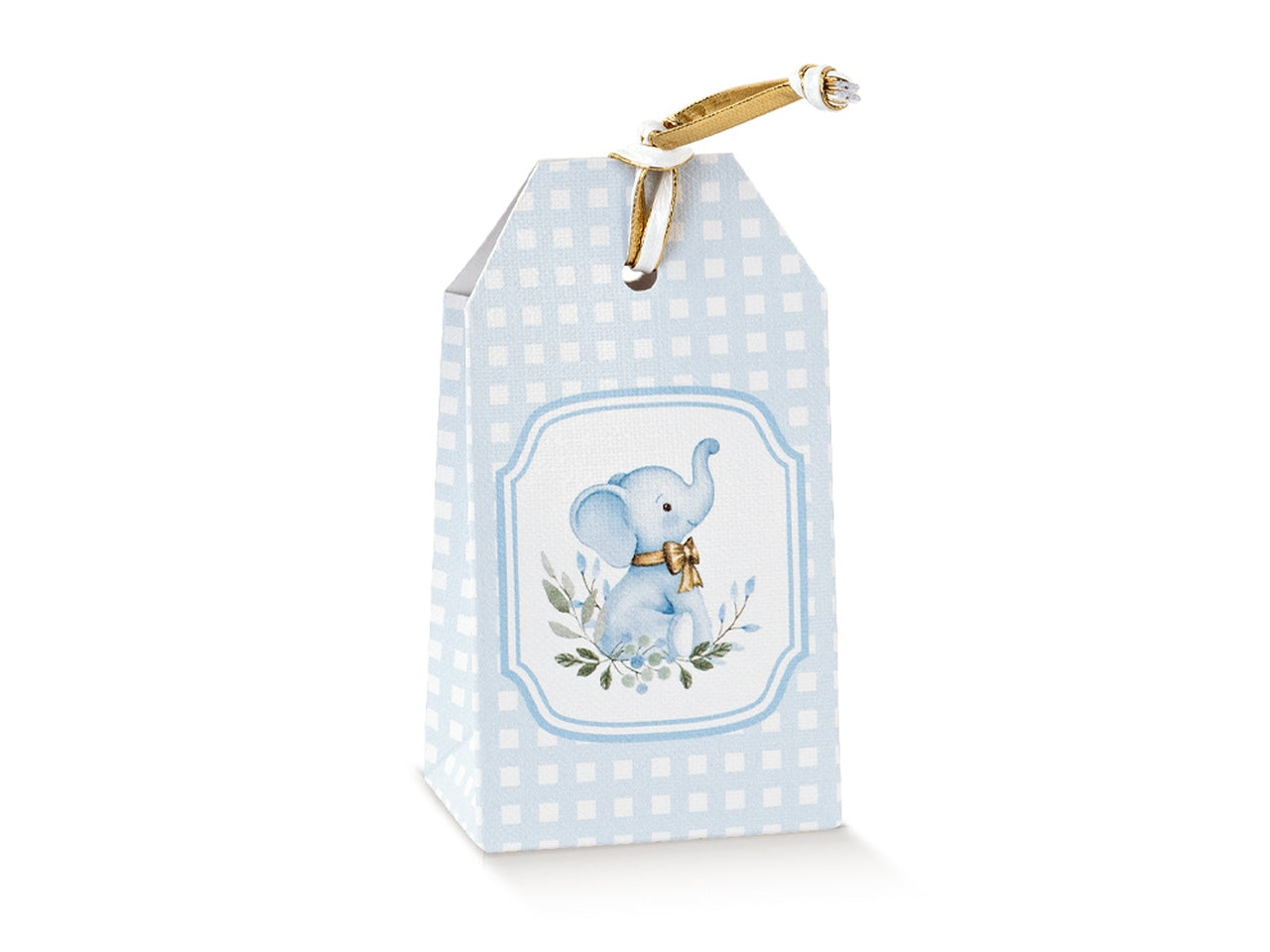 Elefantino azzurro scatola tag 5,5x3,5x10cm