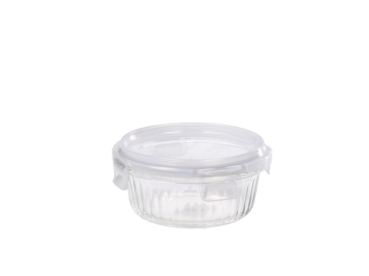 Contenitore tondo in vetro con chiusura emetica 14xh6cm
