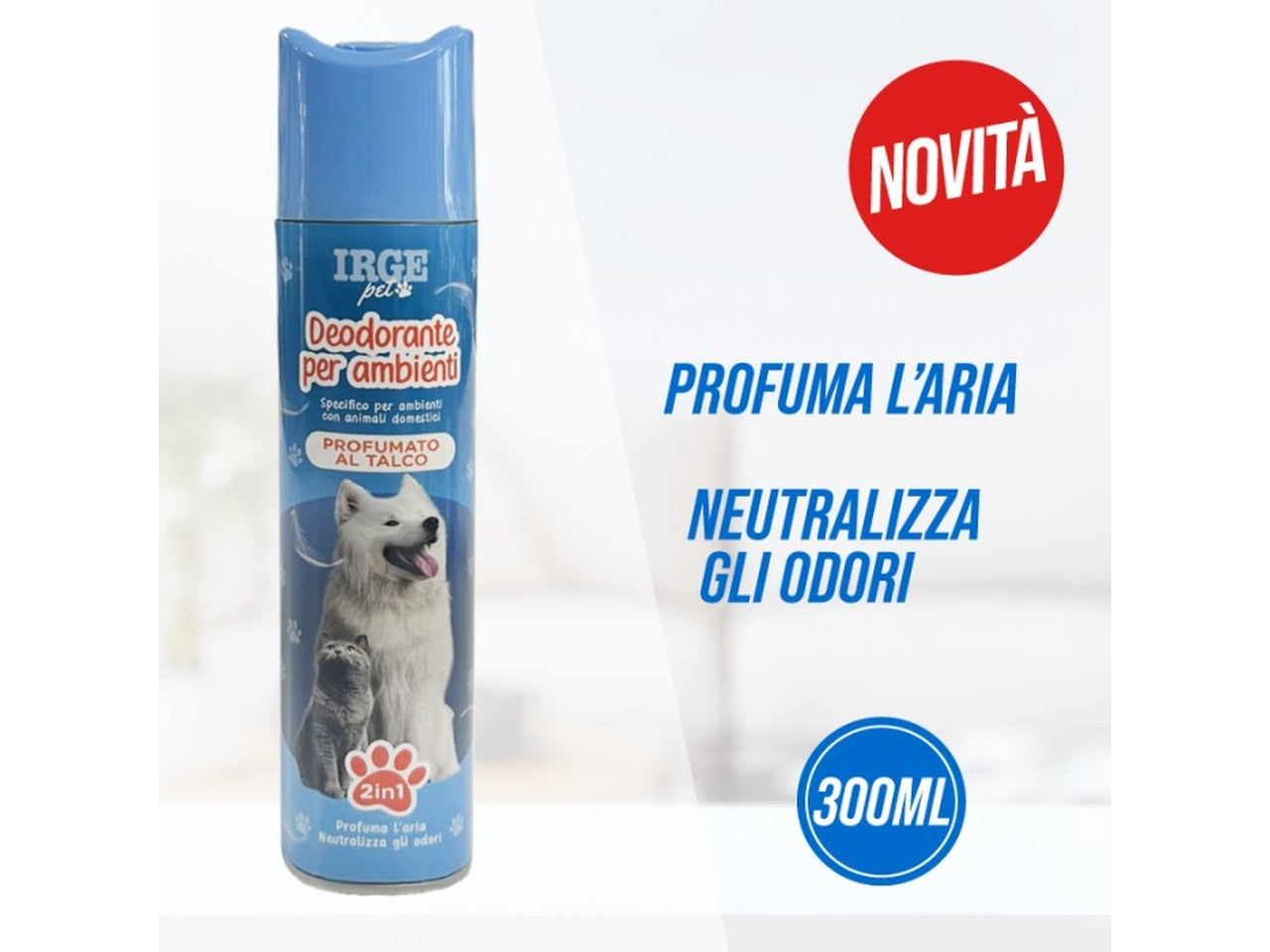 Deodorante per ambiente pet 300ml al talco