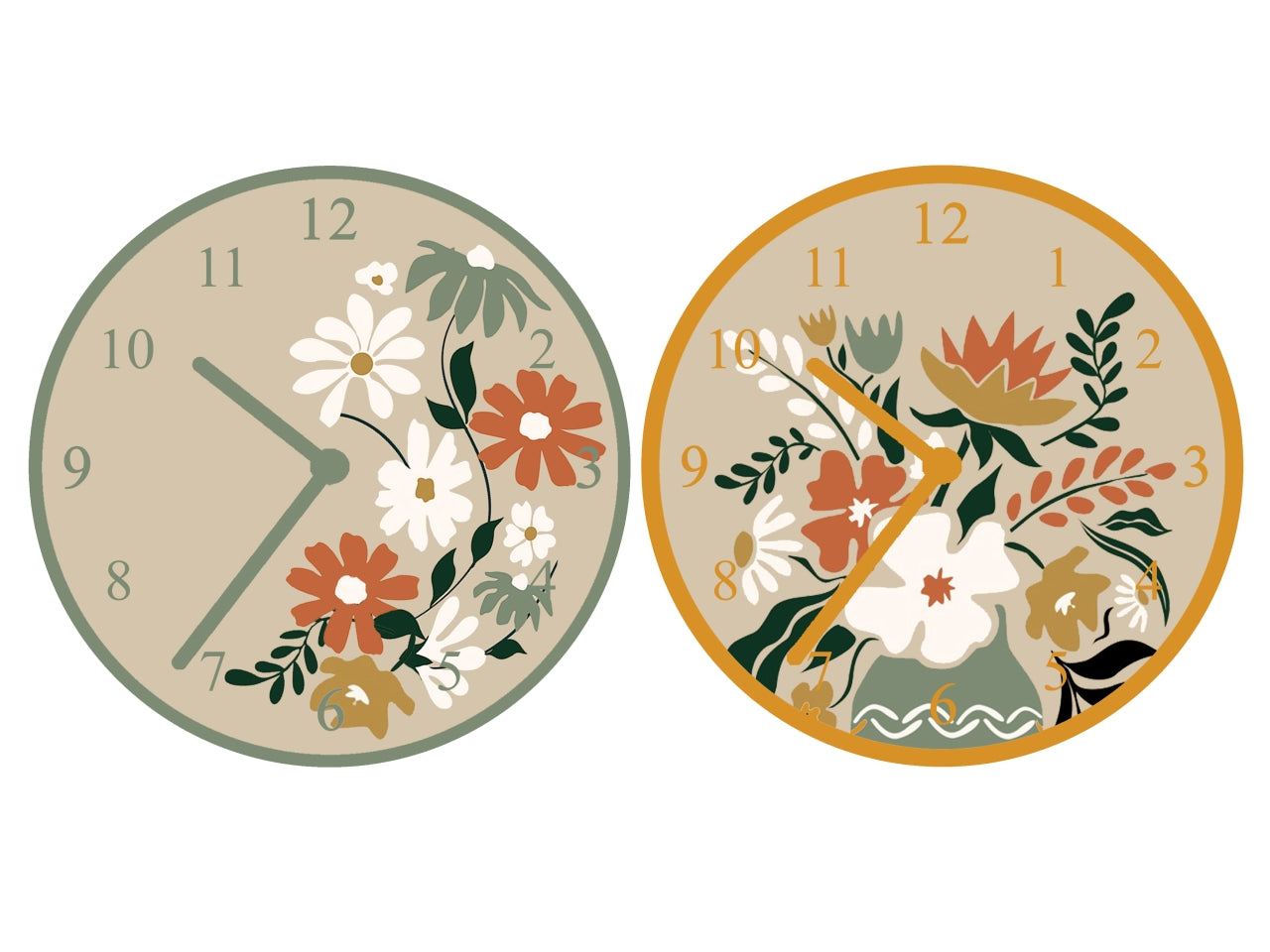 Orologio tela d.33cm disegni assortiti flora