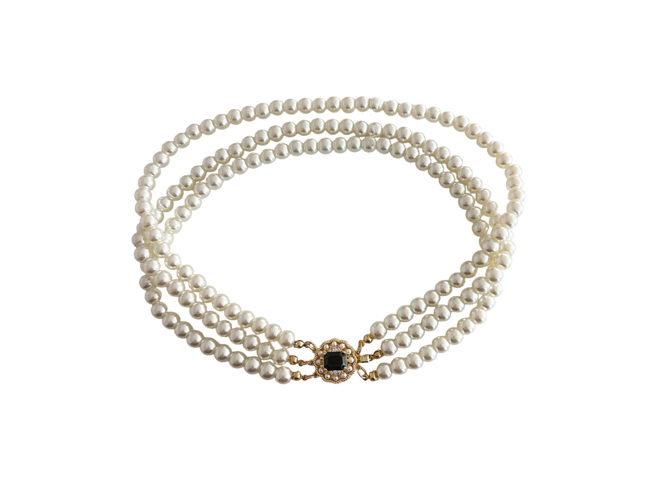 Collana corta 3 fili perla