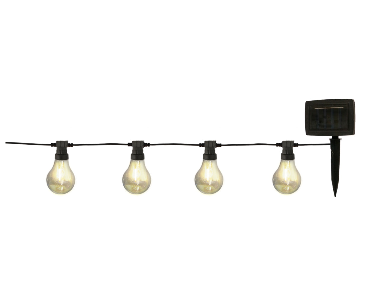 Catena 10 lampadine led bianco caldo con pannello solare per uso interno/esterno da 4MT