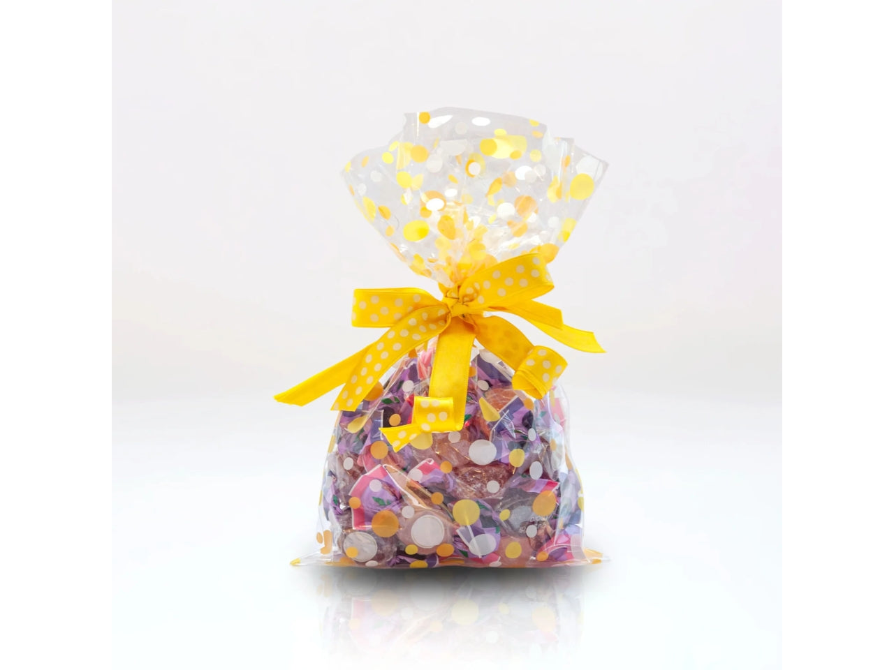 Buste Bubbles per alimenti 10x20cm trasparenti con pois bianchi, confezione da 50 buste