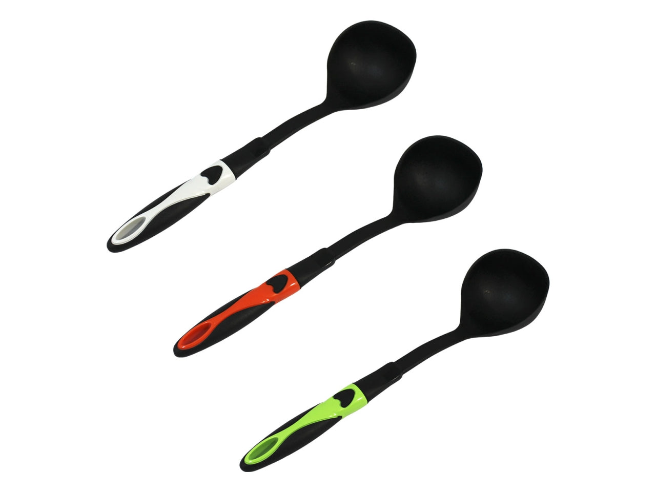 Mestolo nero con manico in colori assortiti