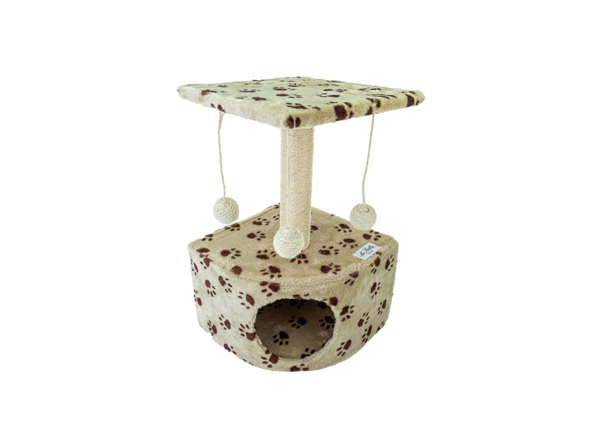 Tiragraffi per gatti 34x42xh.51cm decorazione zampe panna