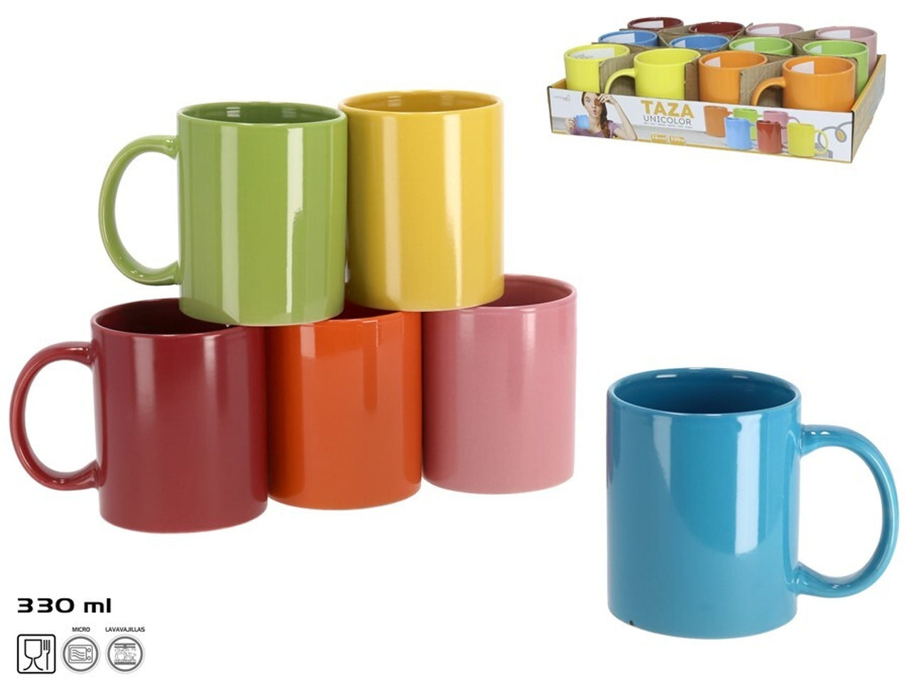 Tazza da 330ml monocolore assortita