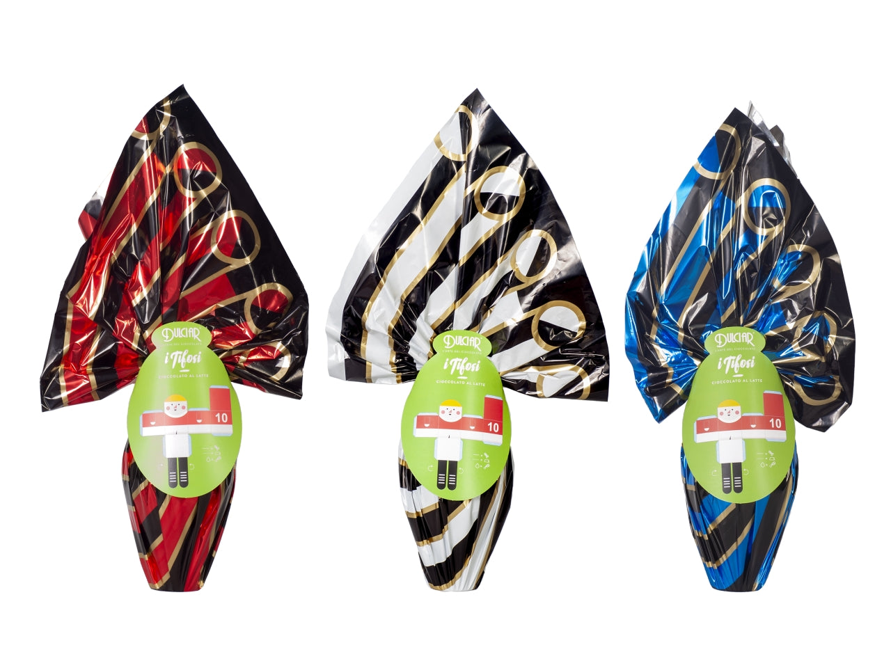 Uovo di cioccolato al latte Dulciar tifoso 240gr in 3 assortimenti
