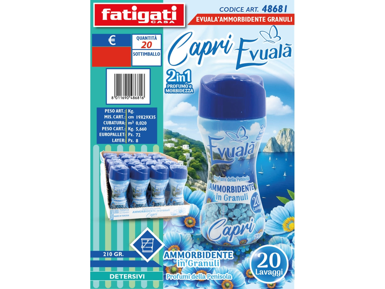 Evuala' ammorbidente granuli capri 210gr