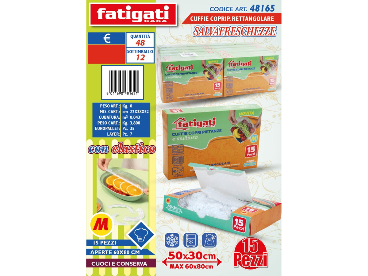 Cuffie copri pietanze con elastico trasparente set da 15 cuffie