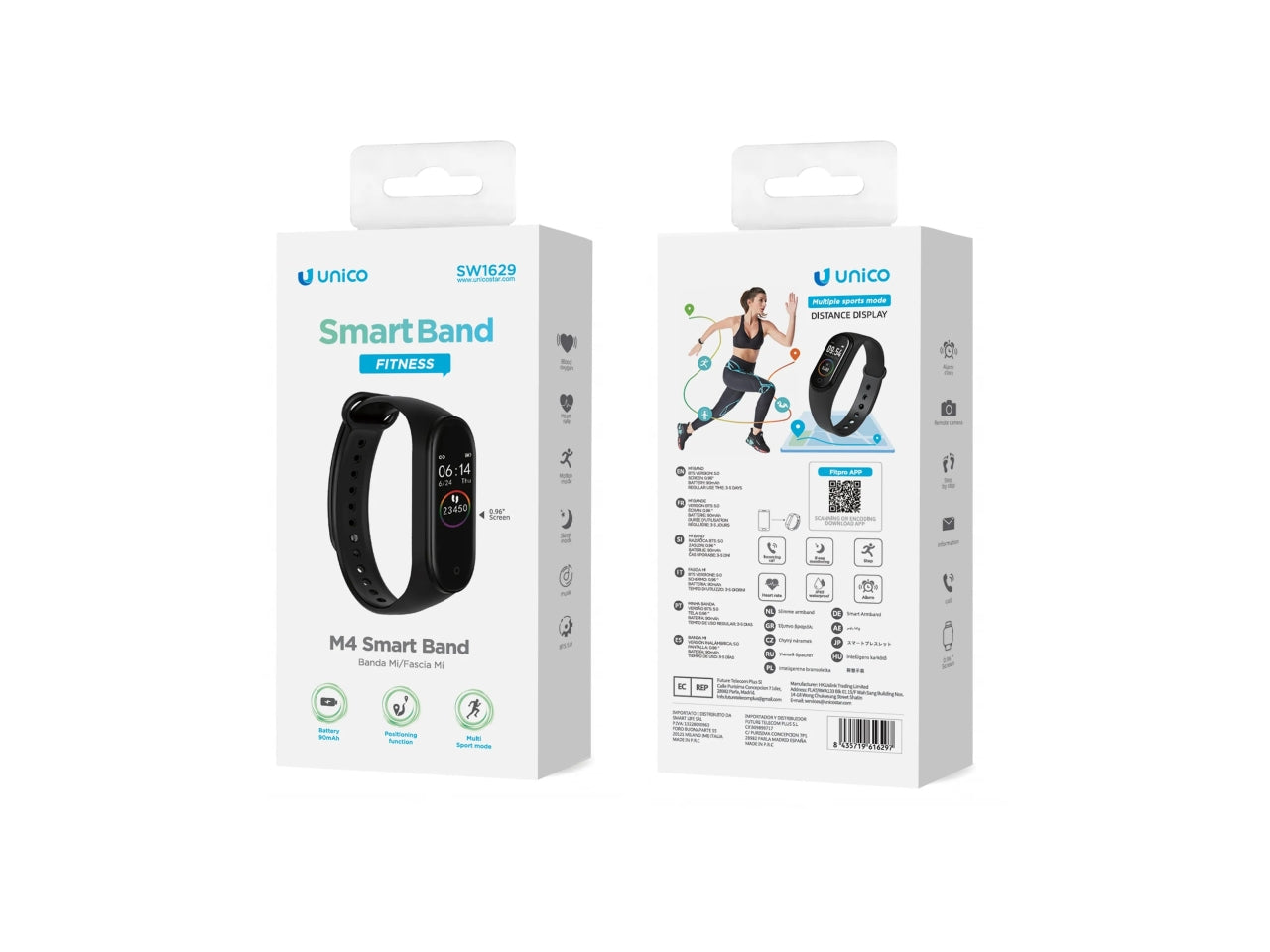 Braccialetto intelligente sportivo Bluetooth Mi4 Fitpro APP 0,96 pollici CE, nero