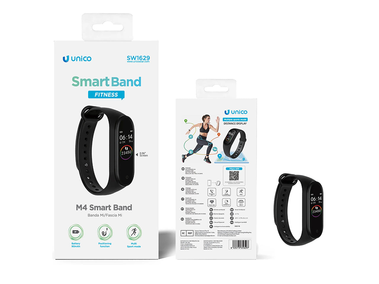Braccialetto intelligente sportivo Bluetooth Mi4 Fitpro APP 0,96 pollici CE, nero