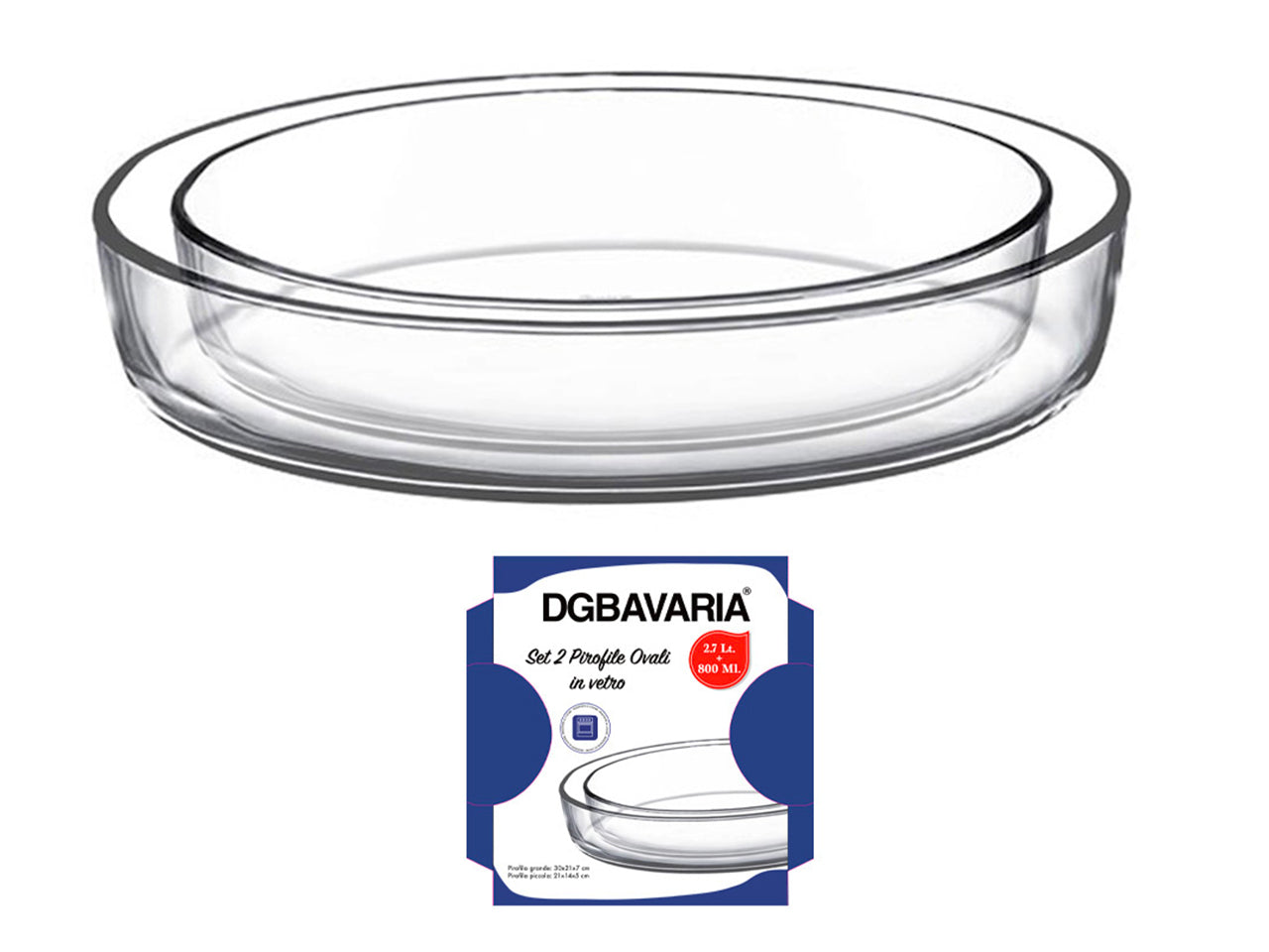 Pirofila ovale 2,4lt set da 2 pirofile