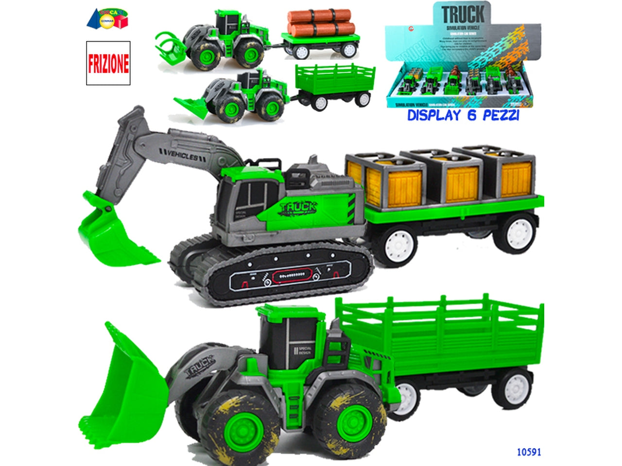 Trattore cingolo a frizione con braccio rimorchio