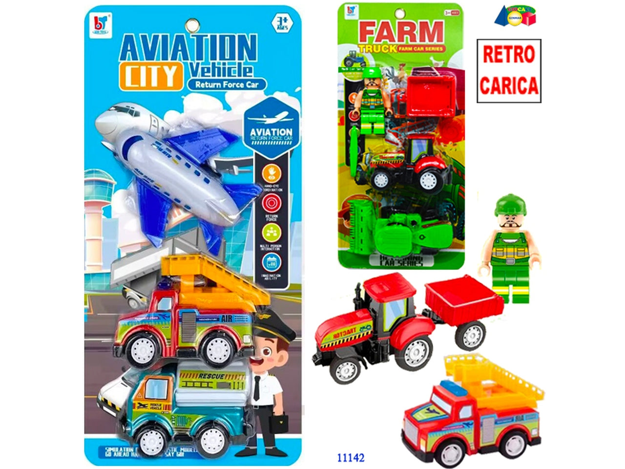 Mezzi aeroporto o trattori radiocomandati set da 3 mezzi assortiti