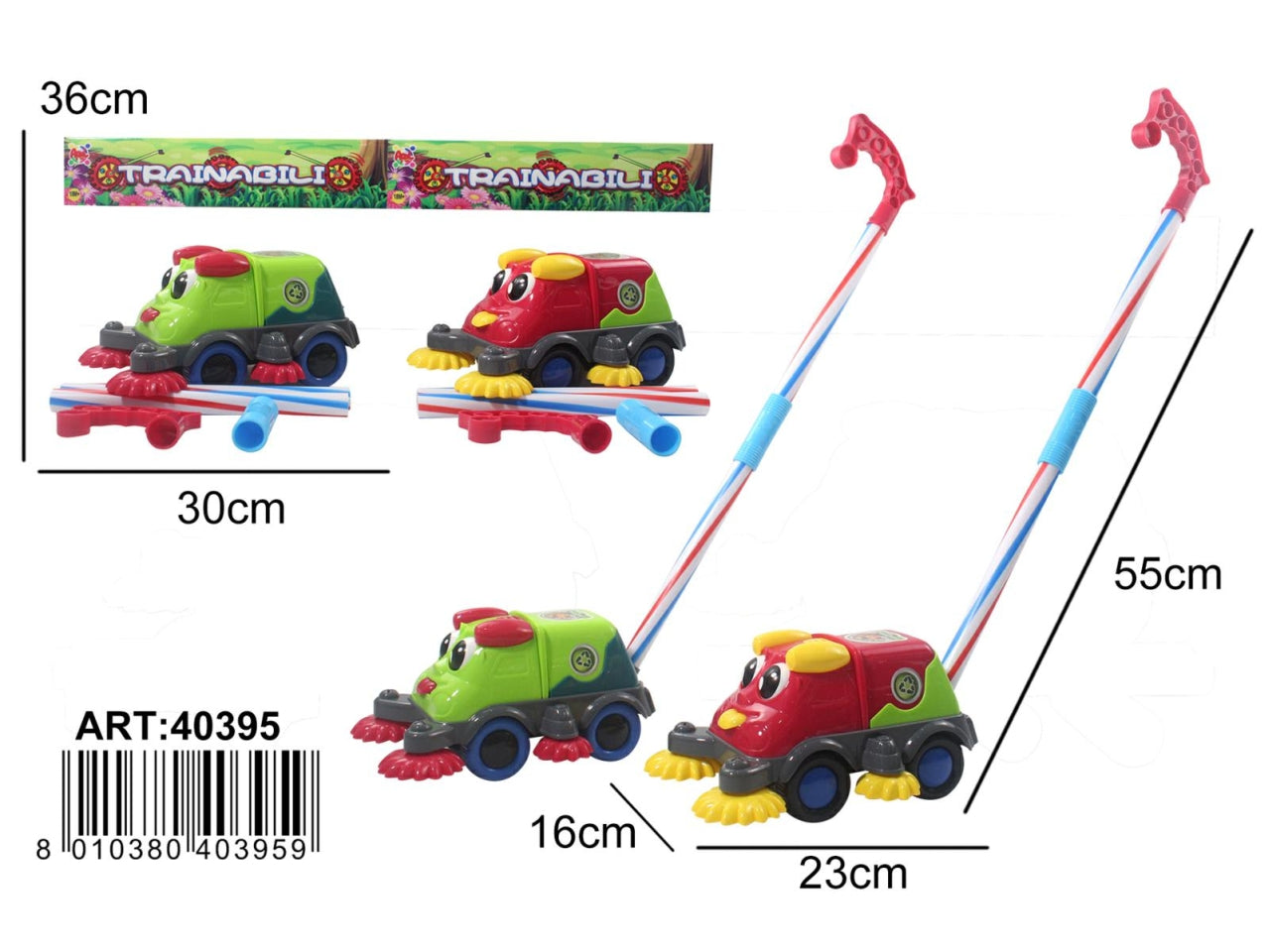 Trainabile camion dei rifiuti in 2 colori assortiti