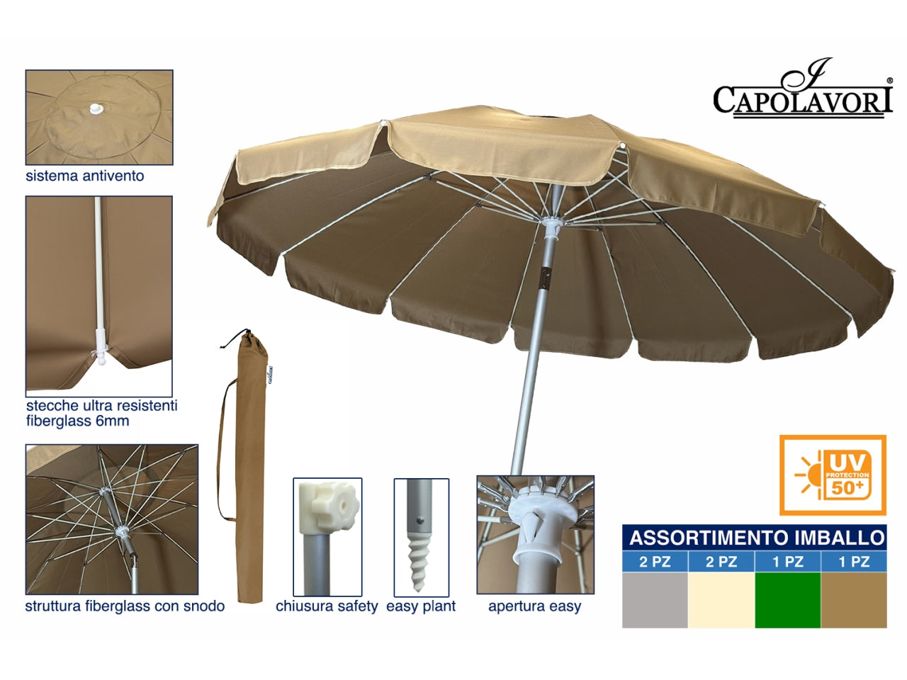 Ombrellone luxury 100x12cm con snodo