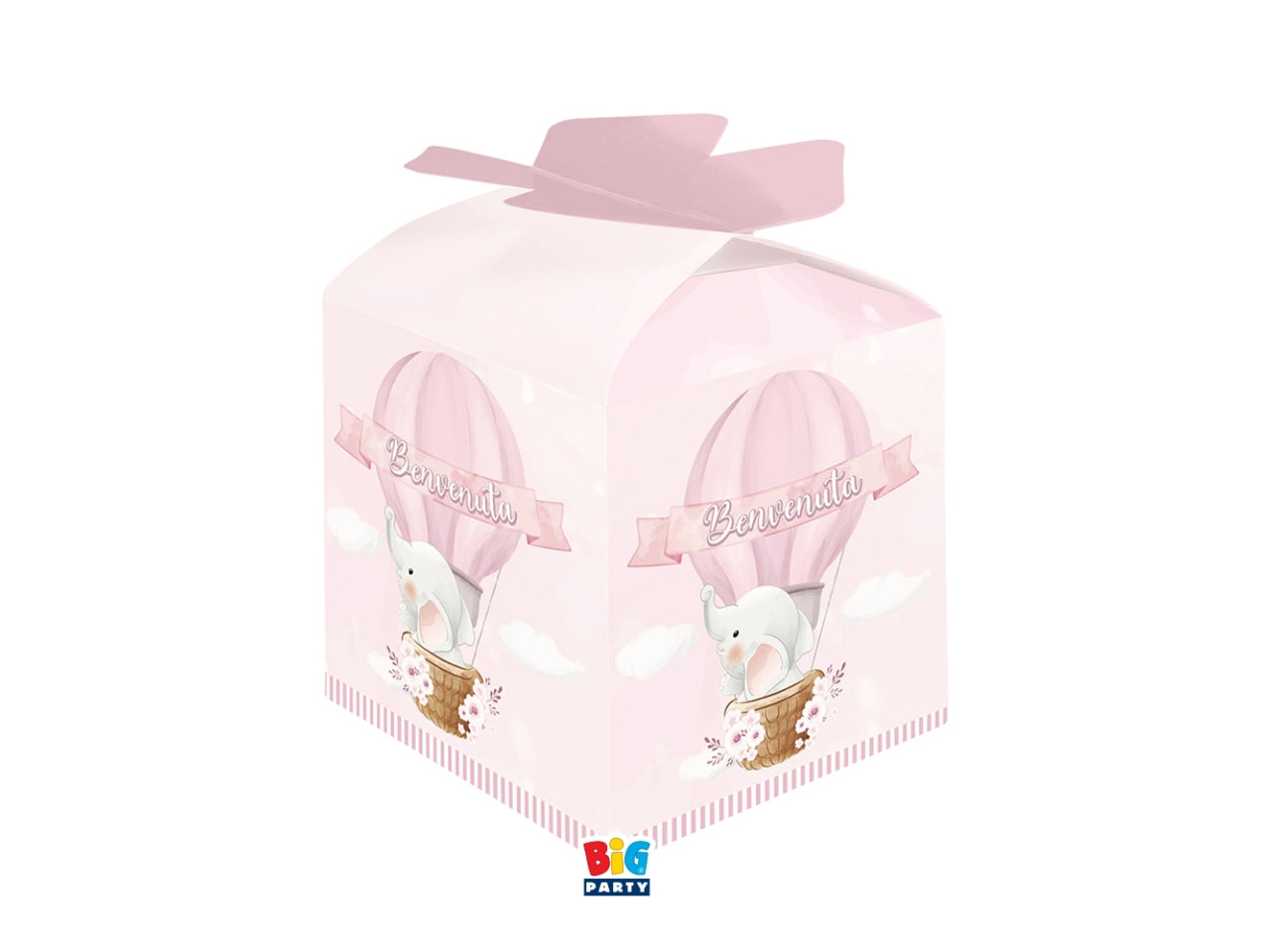 Scatoline portaconfetti Cubetto Fiocco Benvenuta 5x7x5cm set da 10 scatoline