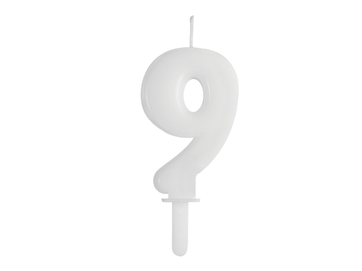 Candelina numero 9 di Cera Tiny Plump Bianco 7cm