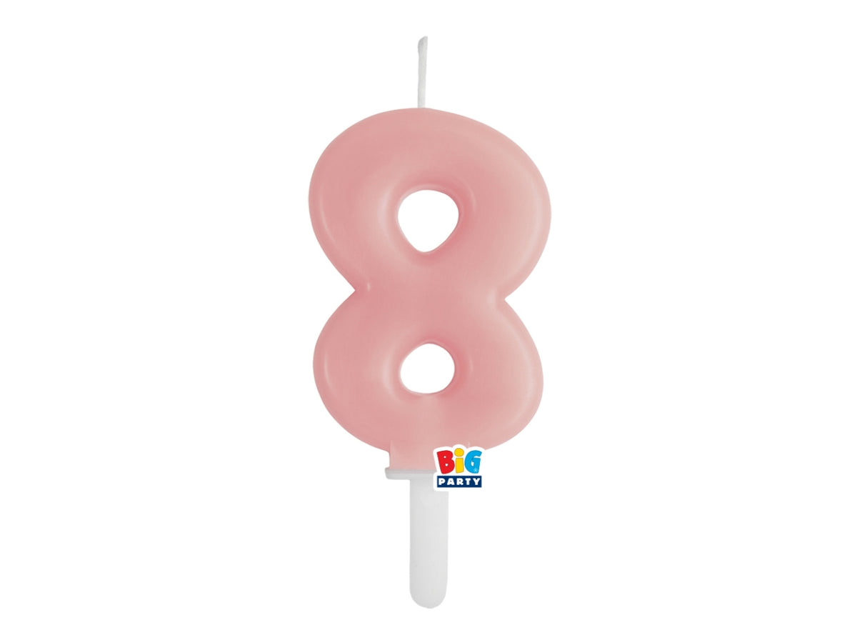 Candelina numero 8 di Cera Tiny Plump Rosa Baby 7cm