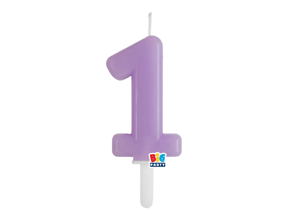 Candelina numero 1 di Cera Tiny Plump Lilla 7cm