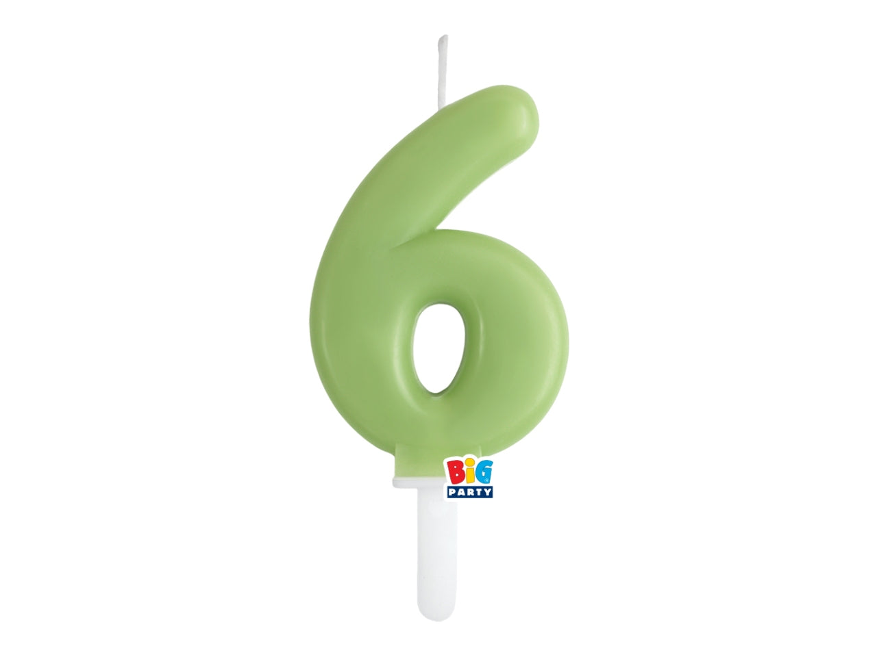 Candelina numero 6 di Cera Tiny Plump Verde Oliva 7cm