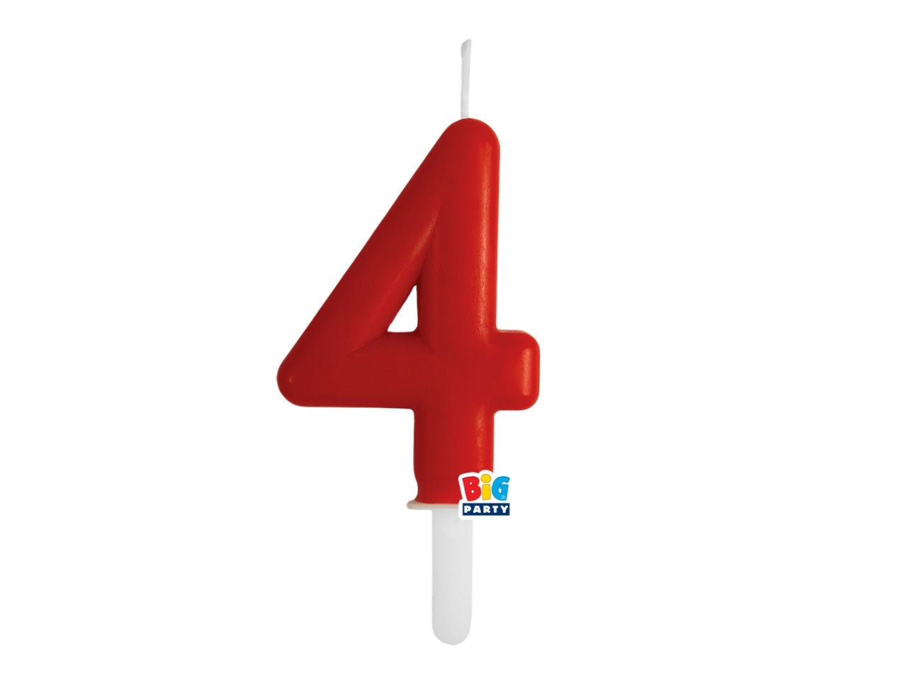 Candelina numero 4 di Cera Tiny Plump Rosso 7cm