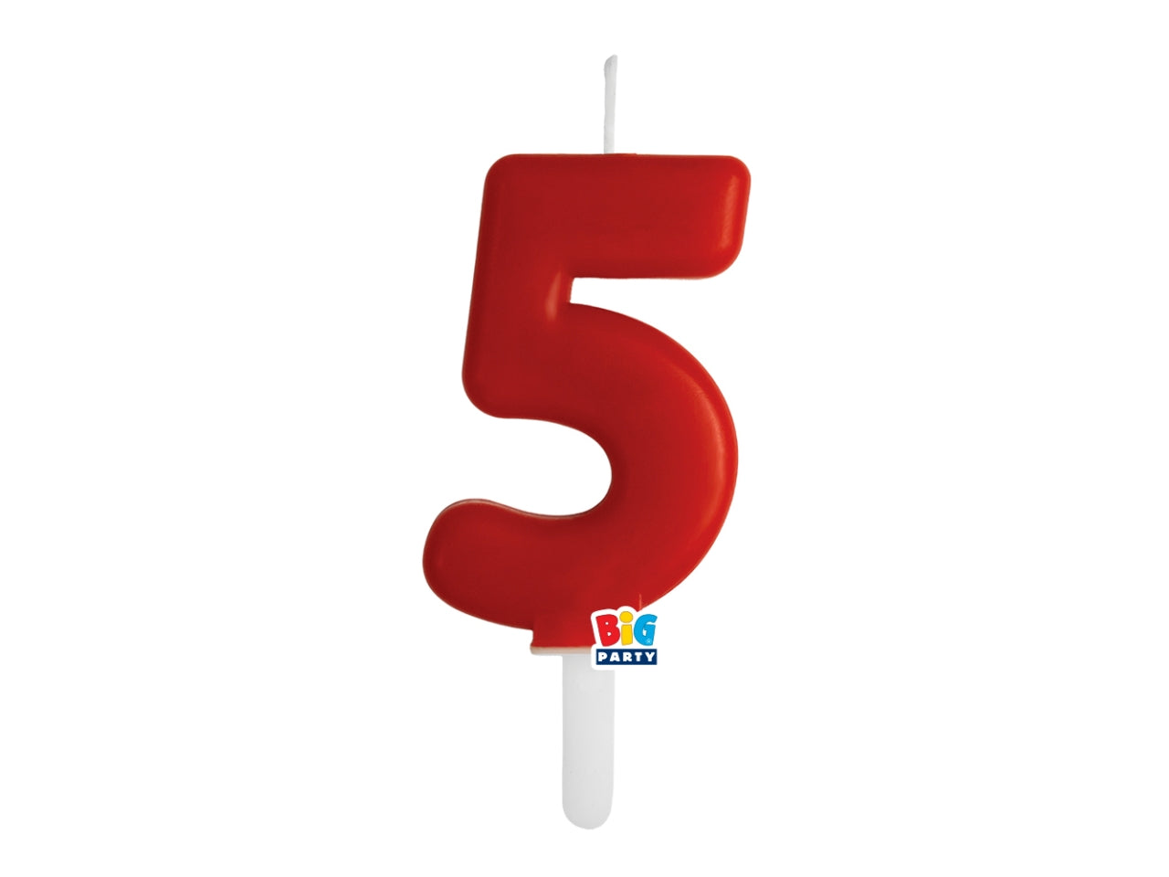 Candelina numero 5 di Cera Tiny Plump Rosso 7cm