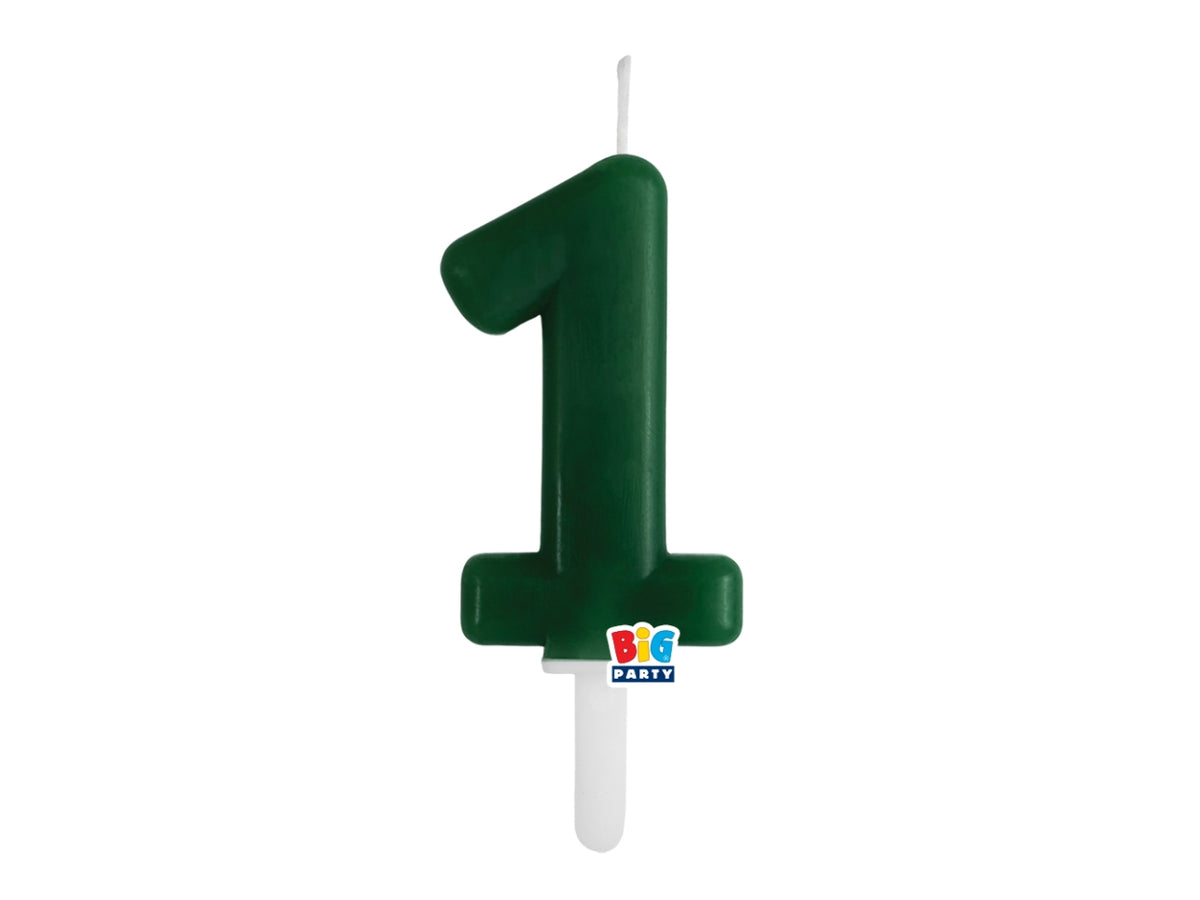 Candelina numero 1 di Cera Tiny Plump Verde Foresta 7cm