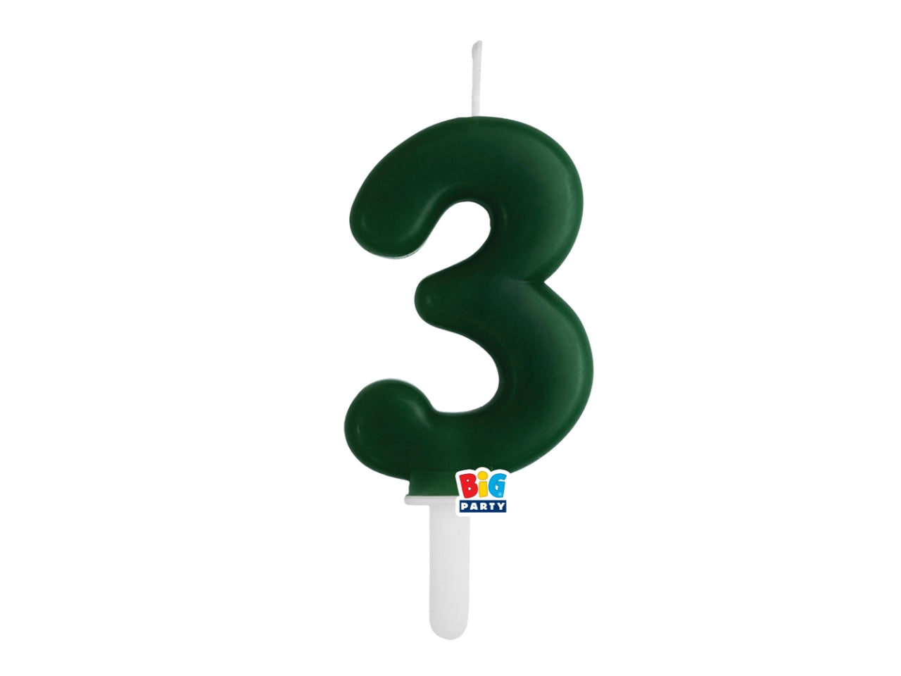 Candelina numero 3 di Cera Tiny Plump Verde Foresta 7cm