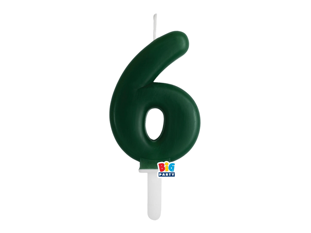 Candelina numero 6 di Cera Tiny Plump Verde Foresta 7cm