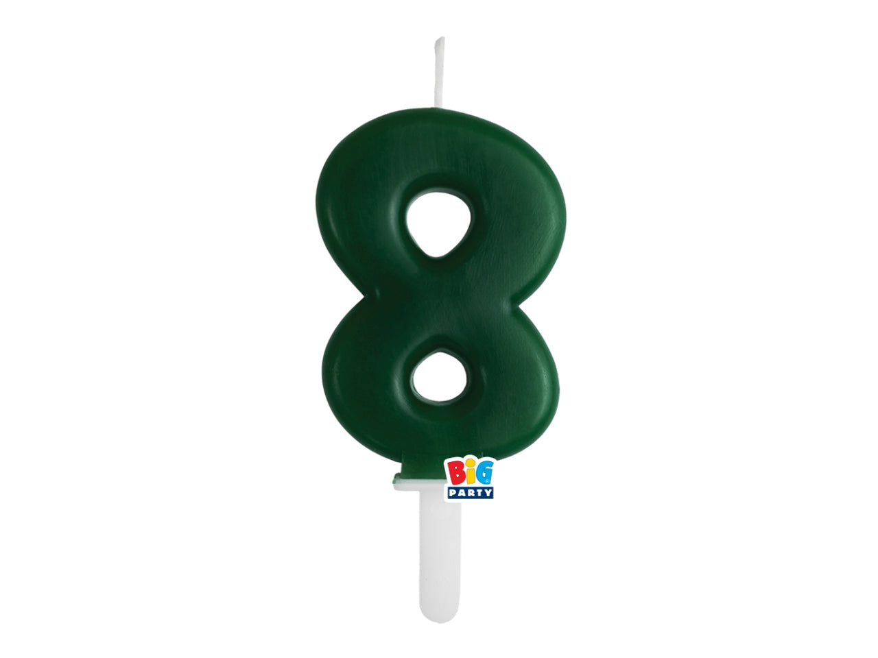 Candelina numero 8 di Cera Tiny Plump Verde Foresta 7cm