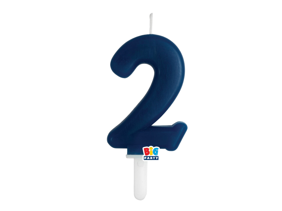 Candelina numero 2 di Cera Tiny Plump Blu Navy 7cm