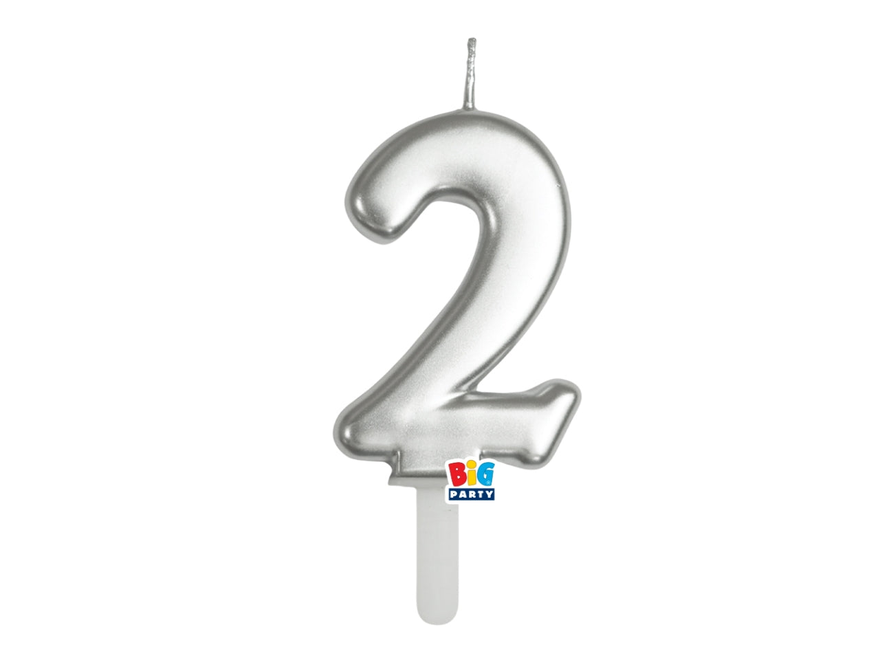 Candelina numero 2 di Cera Tiny Plump Argento Metal 7cm