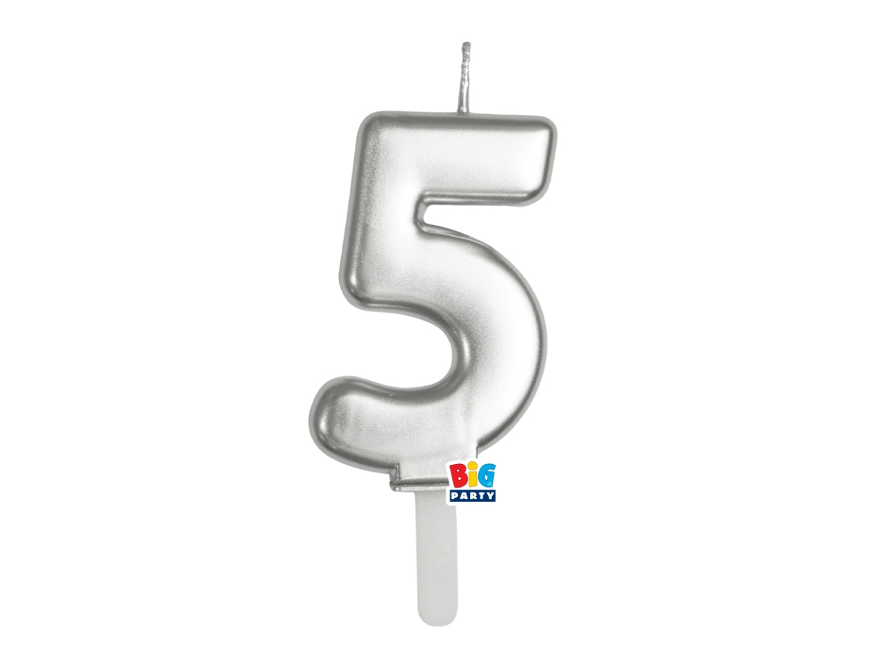 Candelina numero 5 di Cera Tiny Plump Argento Metal 7cm