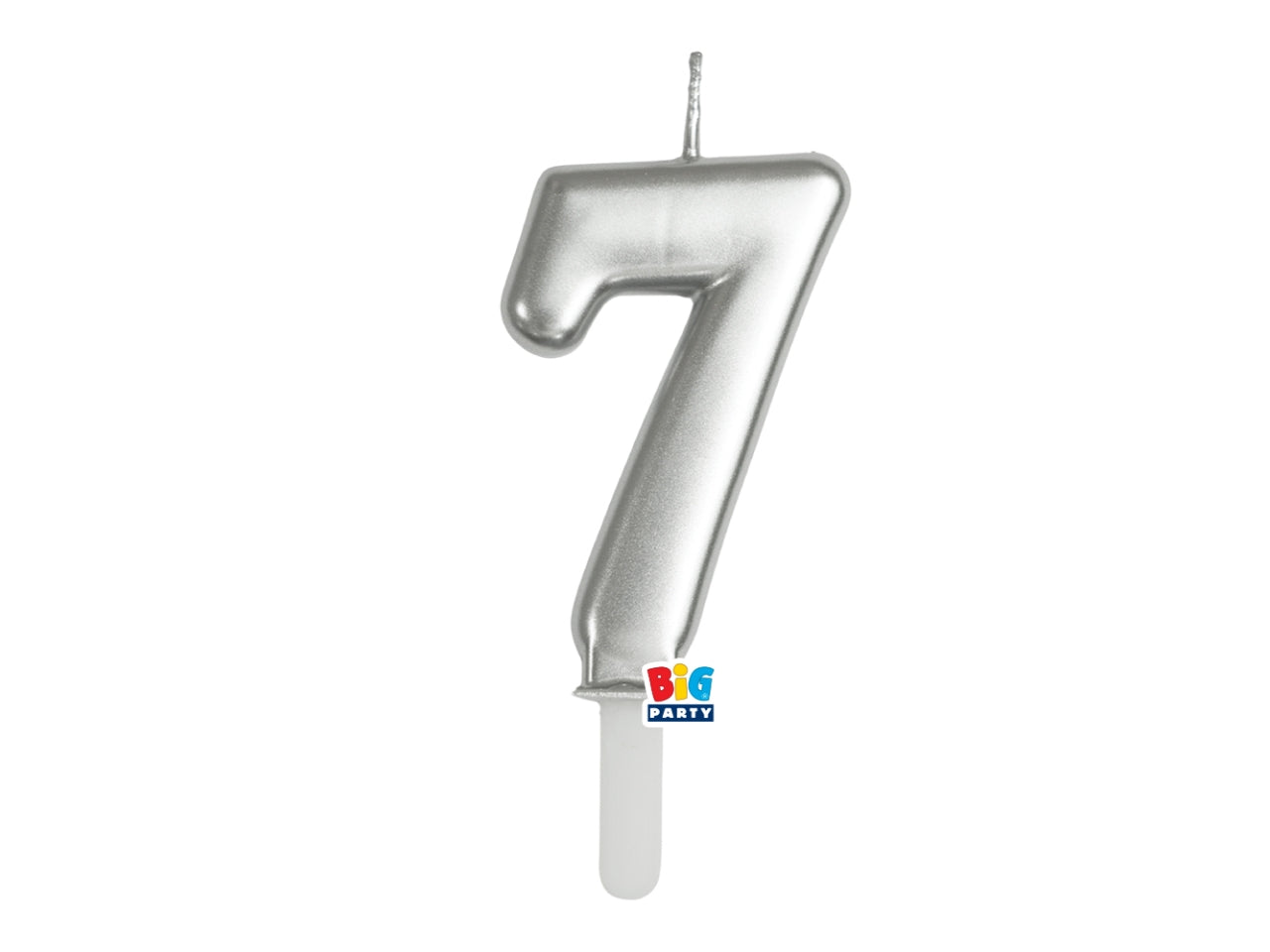 Candelina numero 7 di Cera Tiny Plump Argento Metal 7cm