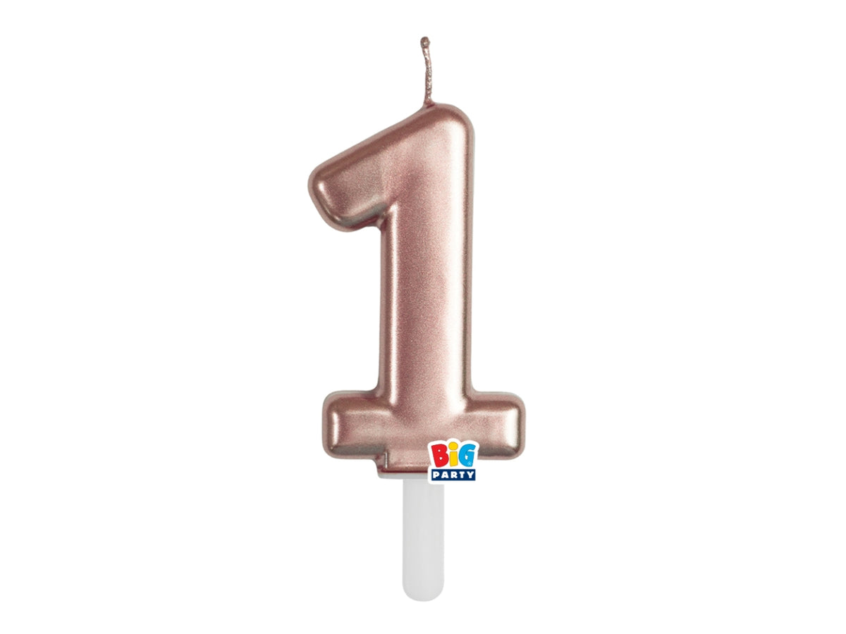 Candelina numero 1 di Cera Tiny Plump Rose Gold Metal 7cm