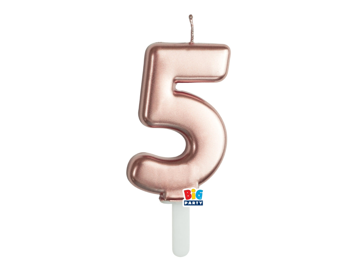 Candelina numero 5 di Cera Tiny Plump Rose Gold Metal 7cm