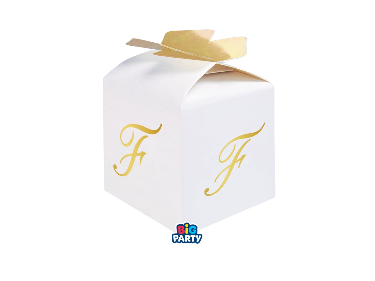 Scatoline portaconfetti Cubetto Fiocco Lettera F Oro set da 10 scatoline