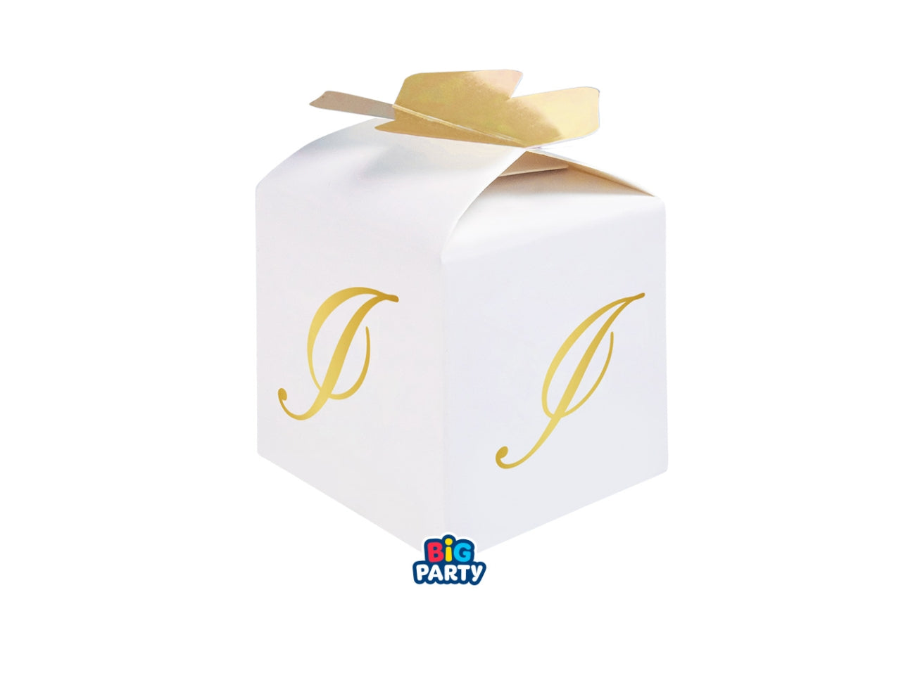 Scatoline portaconfetti Cubetto Fiocco Lettera I Oro set da 10 scatoline