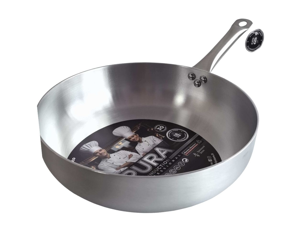 Pura induction-saltapasta 1m inox 30cm 3mm