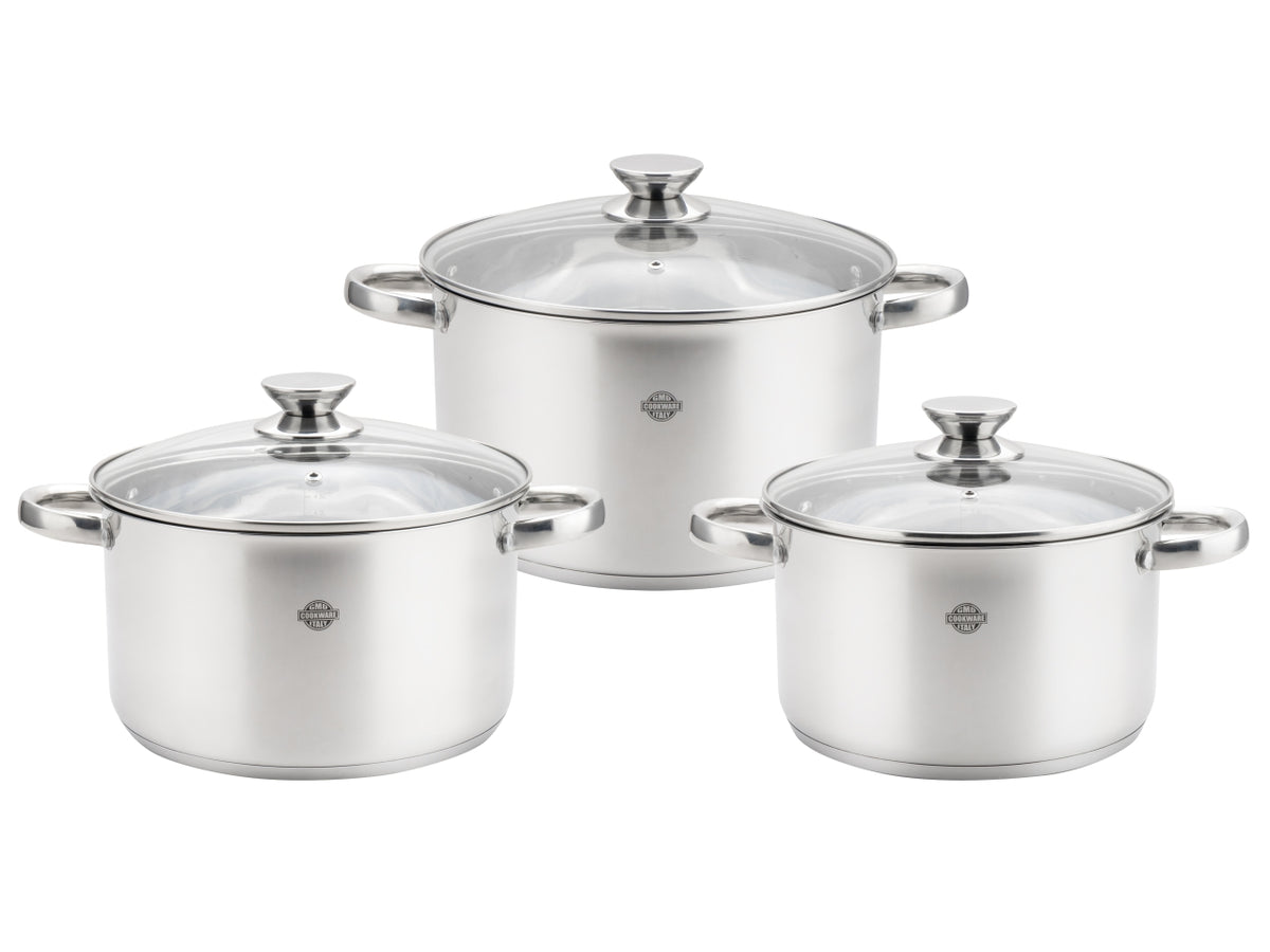 Divinox casseruole 22/24/26cm con coperchio inox 18/10 set da 6 casseruole