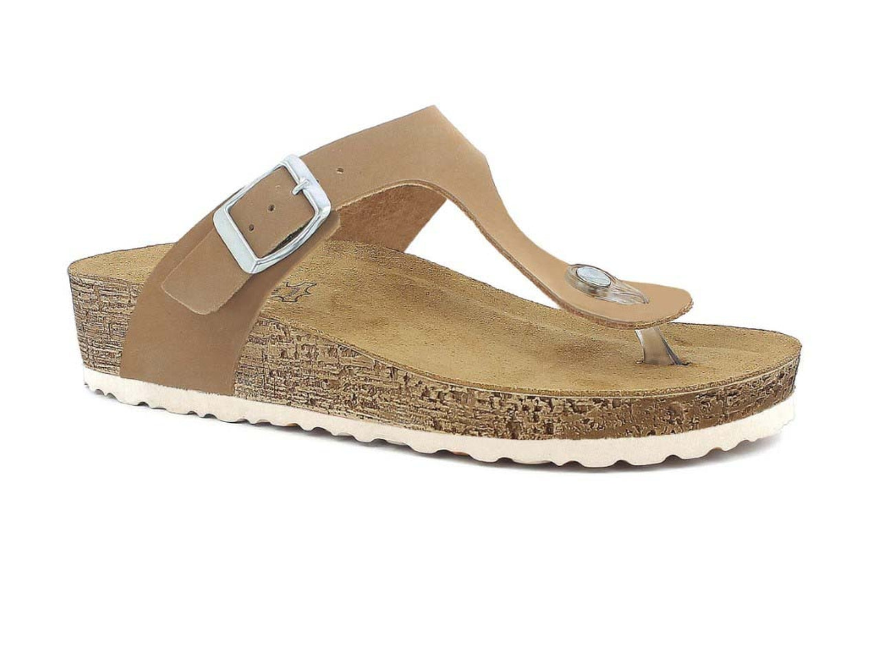 Inblu infradito donna con plantare in pelle e tacco rialzato, moka taglia 39