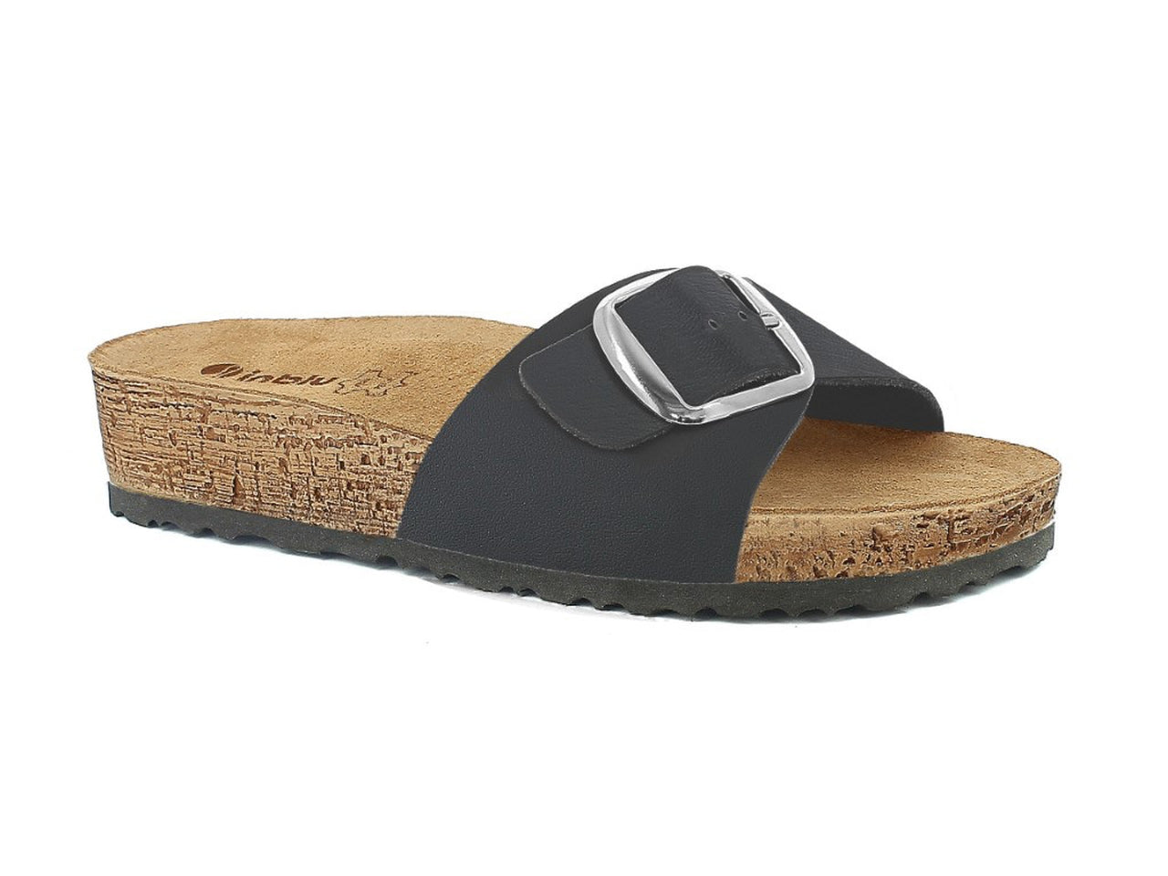 Inblu ciabatta donna a fascia con fibbia, nera taglia 39