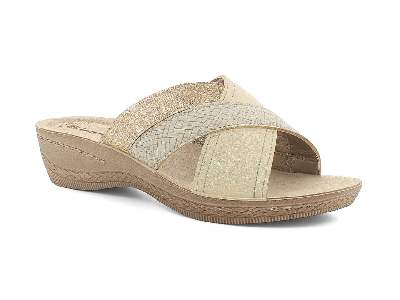 Inblu ciabatta donna doppia fascia intrecciata sabbia taglia 39