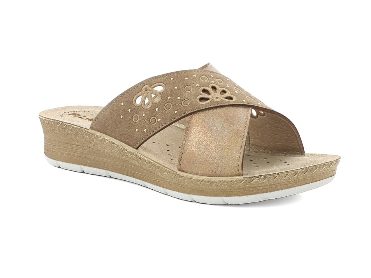 Inblu ciabatta donna doppia fascia con traforo fiorato, corda taglia 40